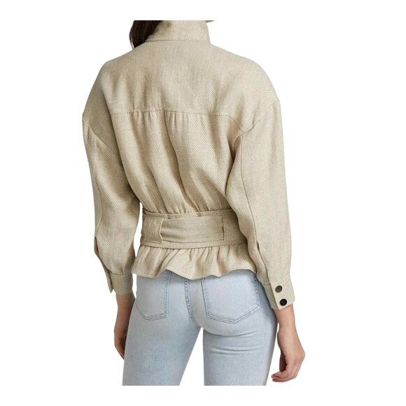 Veronica Beard Women's York Linen Bomber Jacket - Stone. Size 10 - Picture 4 of 8